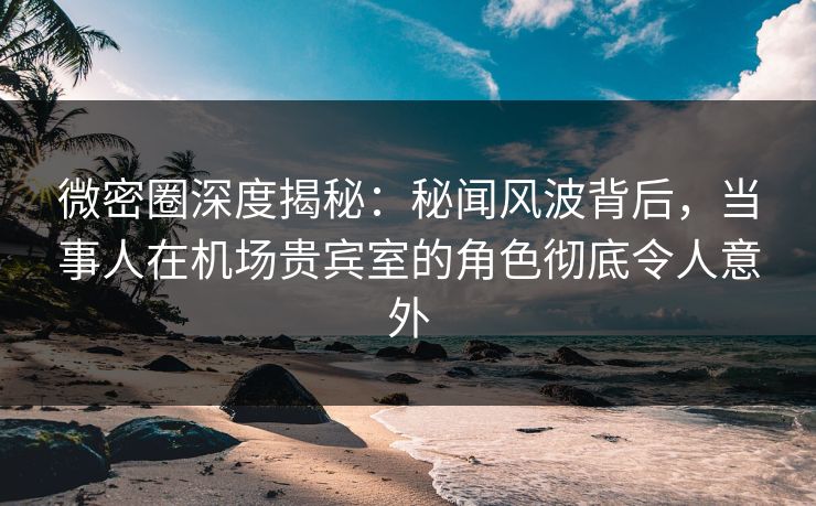 微密圈深度揭秘：秘闻风波背后，当事人在机场贵宾室的角色彻底令人意外