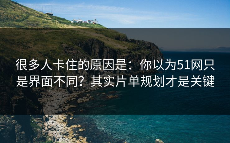很多人卡住的原因是:你以为51网只是界面不同?其实片单规划才是关键 很多人卡住的原因是:你以为51网只是界面不同?其实片单规划才是关键
