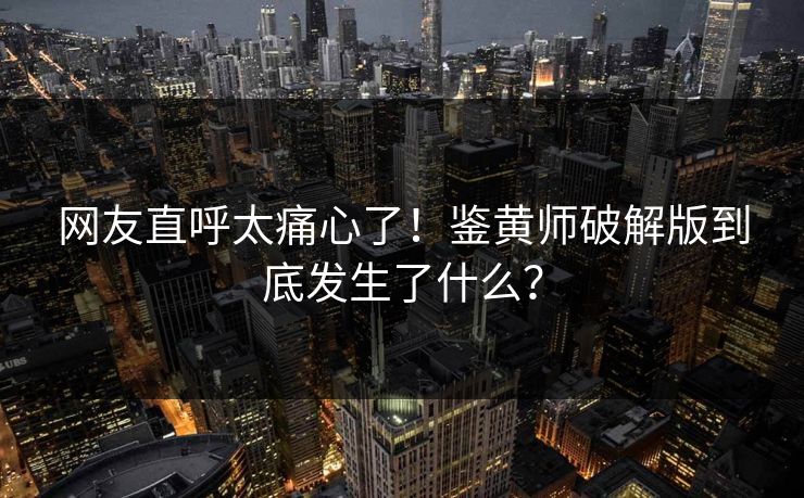 网友直呼太痛心了！鉴黄师破解版到底发生了什么？