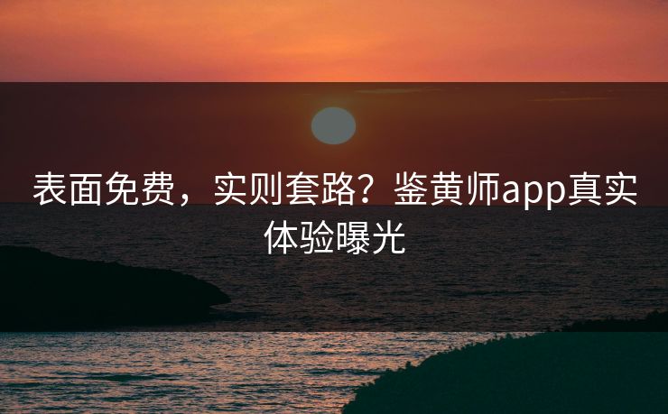 表面免费，实则套路？鉴黄师app真实体验曝光