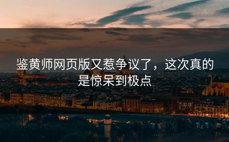 鉴黄师网页版又惹争议了，这次真的是惊呆到极点