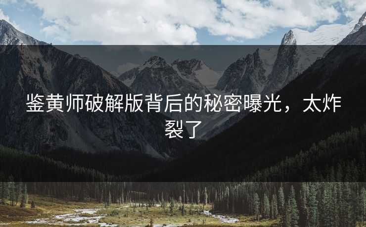 鉴黄师破解版背后的秘密曝光，太炸裂了