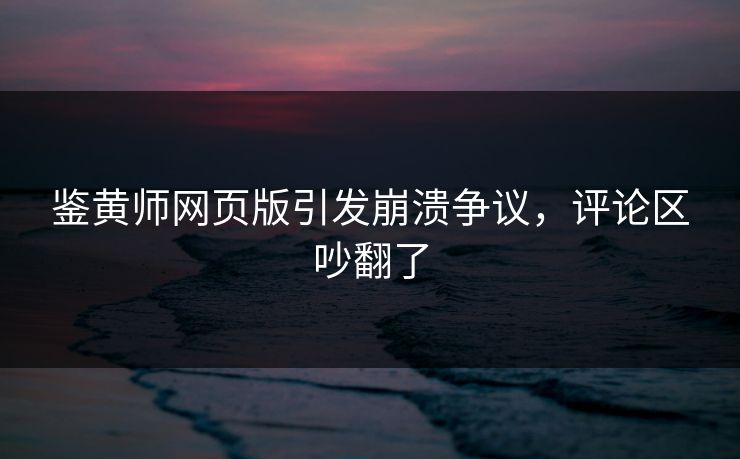 鉴黄师网页版引发崩溃争议，评论区吵翻了