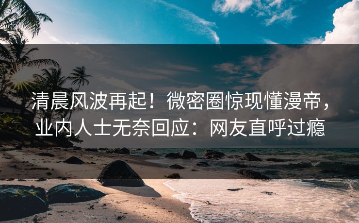 清晨风波再起！微密圈惊现懂漫帝，业内人士无奈回应：网友直呼过瘾